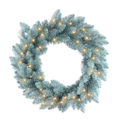 Pre-lit lake blue Christmas wreath 60cm