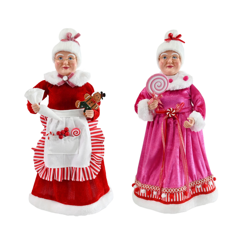 Assorted pink candy Mrs Claus Christmas figurine 45cm
