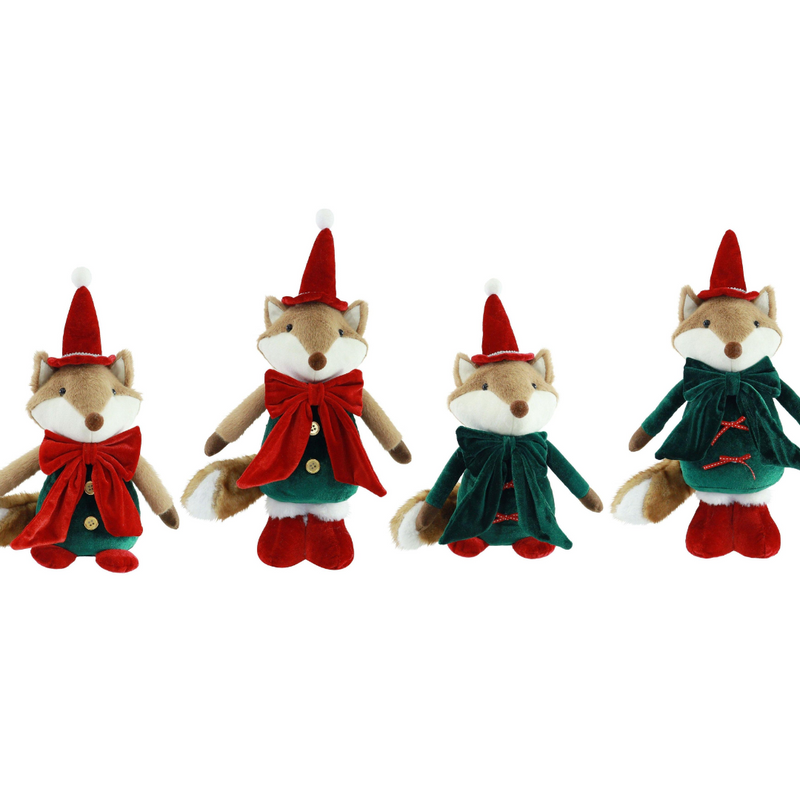 Assorted deluxe velvet Christmas fox decoration