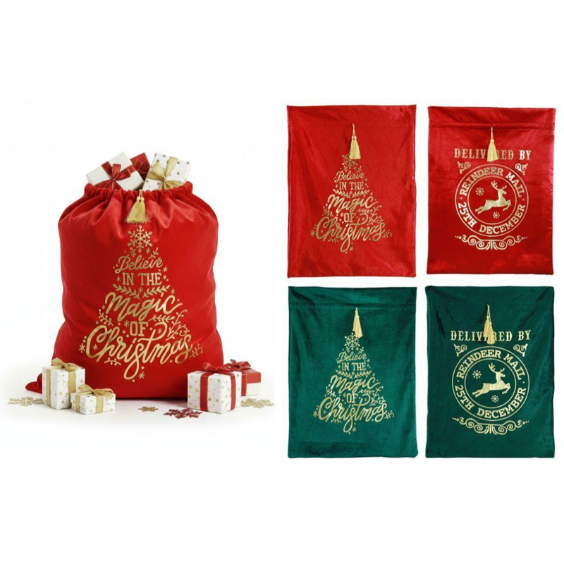 Assorted deluxe velvet Christmas gift sack 62x80cm