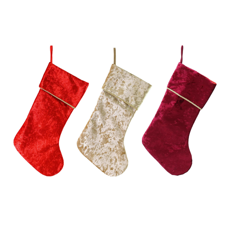 Assorted braided velvet Christmas stocking 49cm