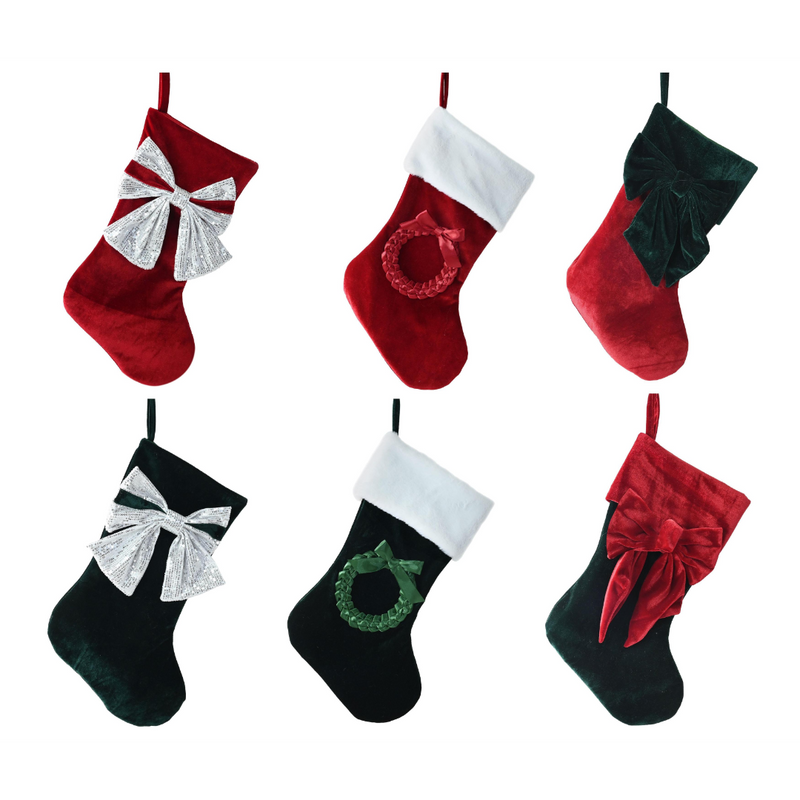Opulent velvet Christmas stocking 52cm assorted