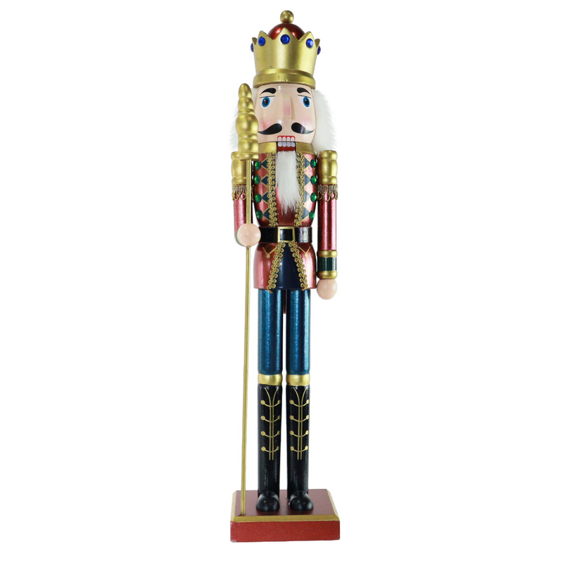 Burgundy and navy Nutcracker King Christmas figure 55cm