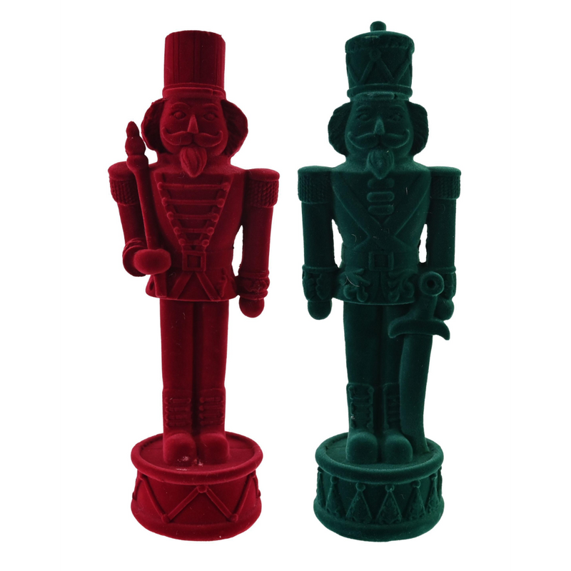 Flocked Christmas nutcracker soldier 24cm assorted