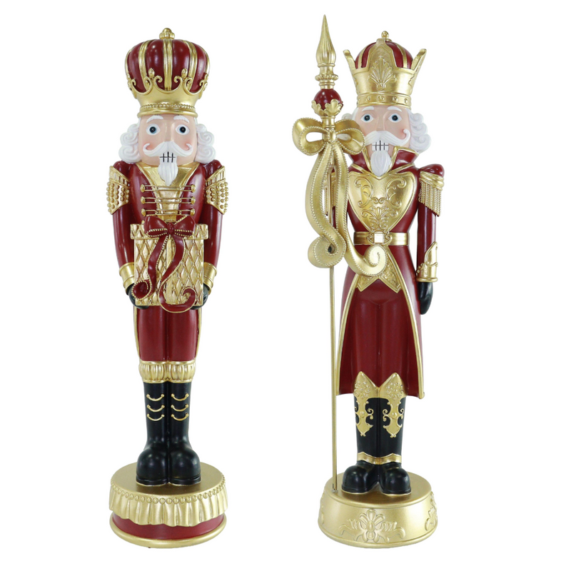 Resin burgundy Christmas king figurine 40cm assorted