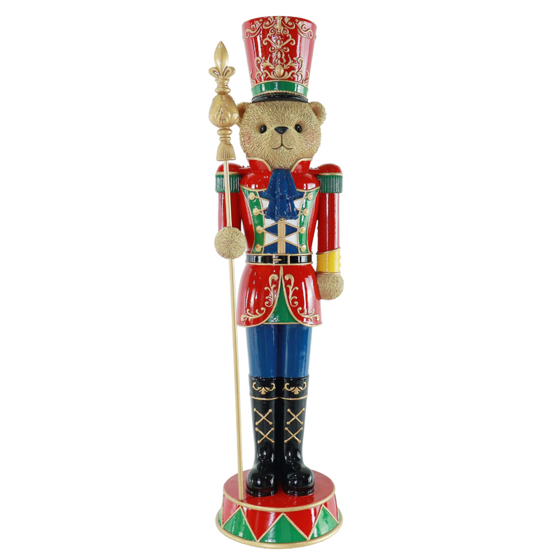 Resin teddy bear soldier Christmas figurine 46cm