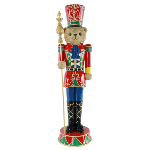 Resin teddy bear soldier Christmas figurine 46cm