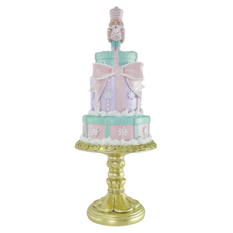 Pastel tiered Christmas cake stand