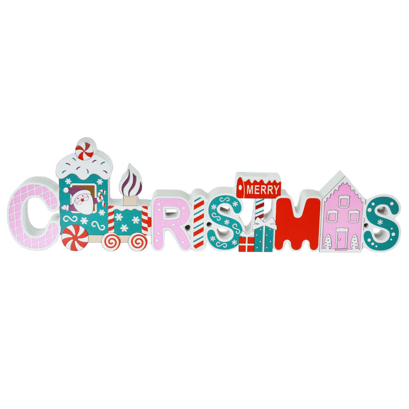 Christmas candy themed decorative table block