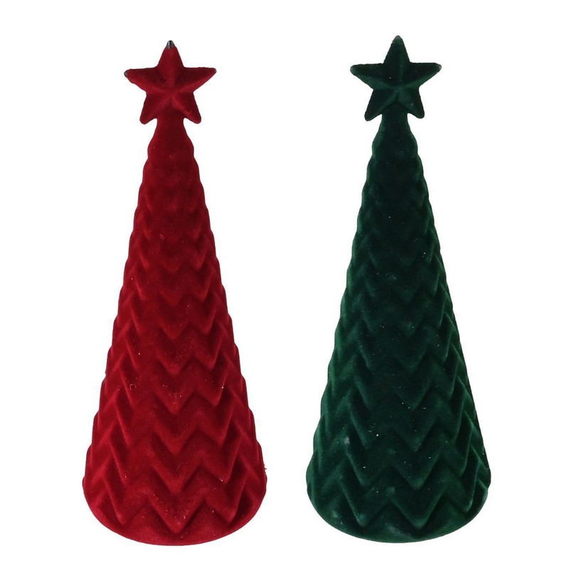 Small flocked tabletop Christmas tree 15cm assorted
