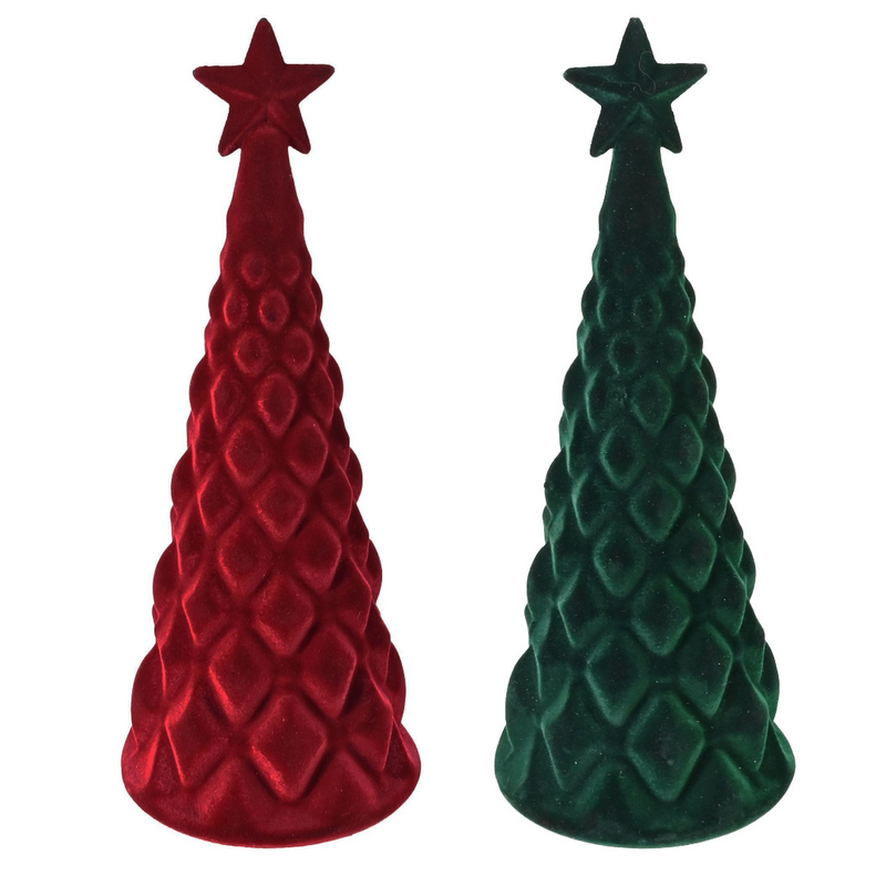 Flocked tabletop Christmas tree 25cm assorted