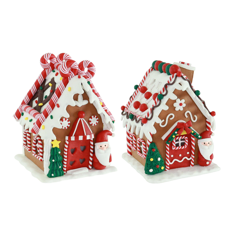 Assorted candy cane gingerbread Christmas house decoration