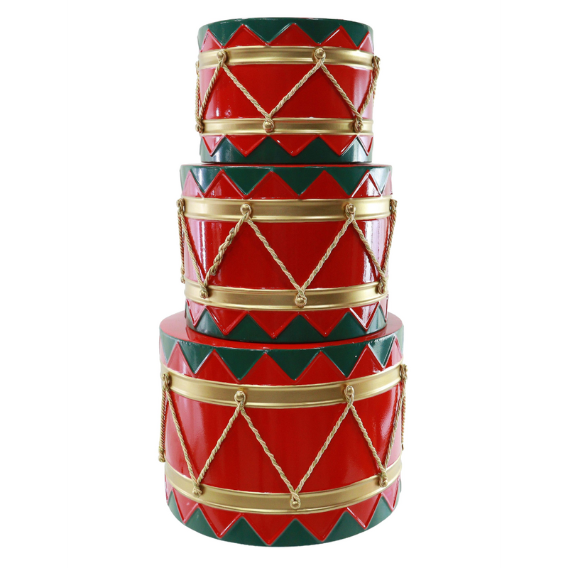 Deluxe metal Christmas drum three piece set