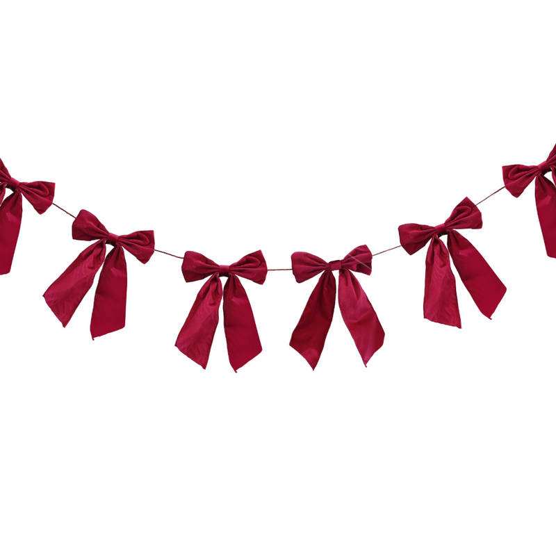 Burgundy velveteen Christmas bow garland 1.5m