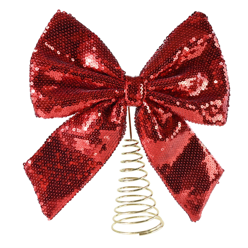Glam red bow Christmas tree topper