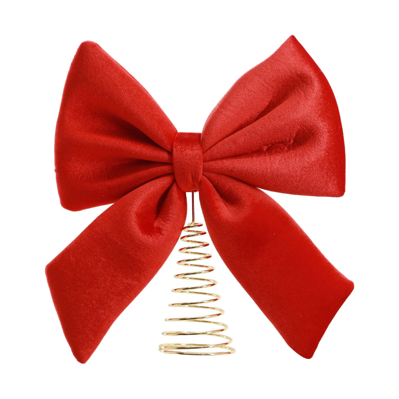 Red velvet bow Christmas tree topper