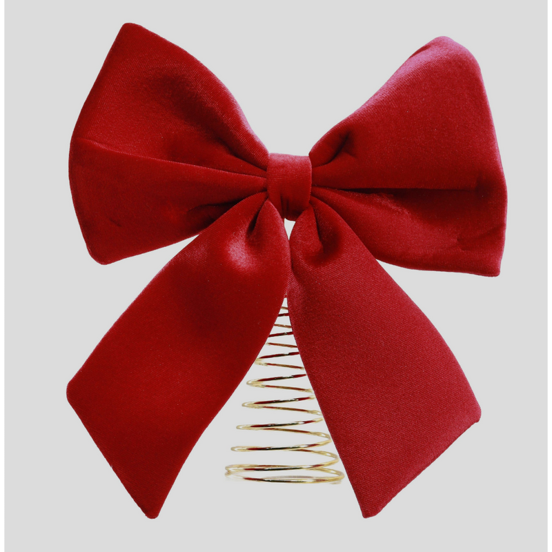 Burgundy velvet bow Christmas tree topper