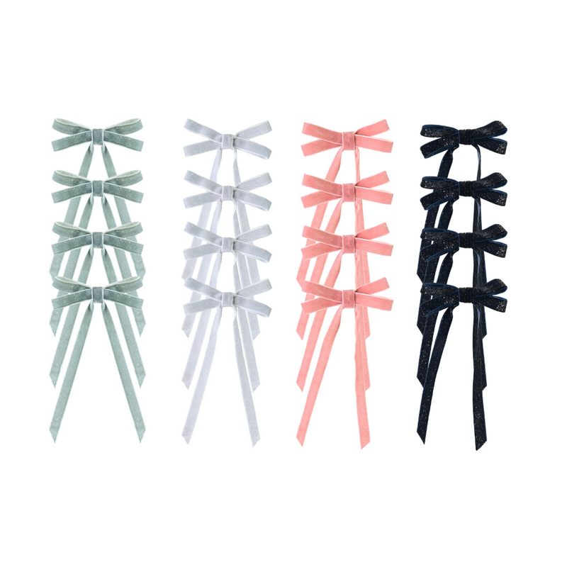 Assorted stardust ribbon Christmas bow clips four pack