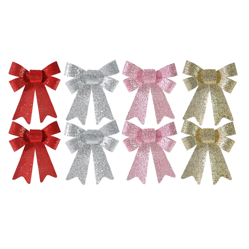 Assorted sparkle mesh Christmas bows two pack