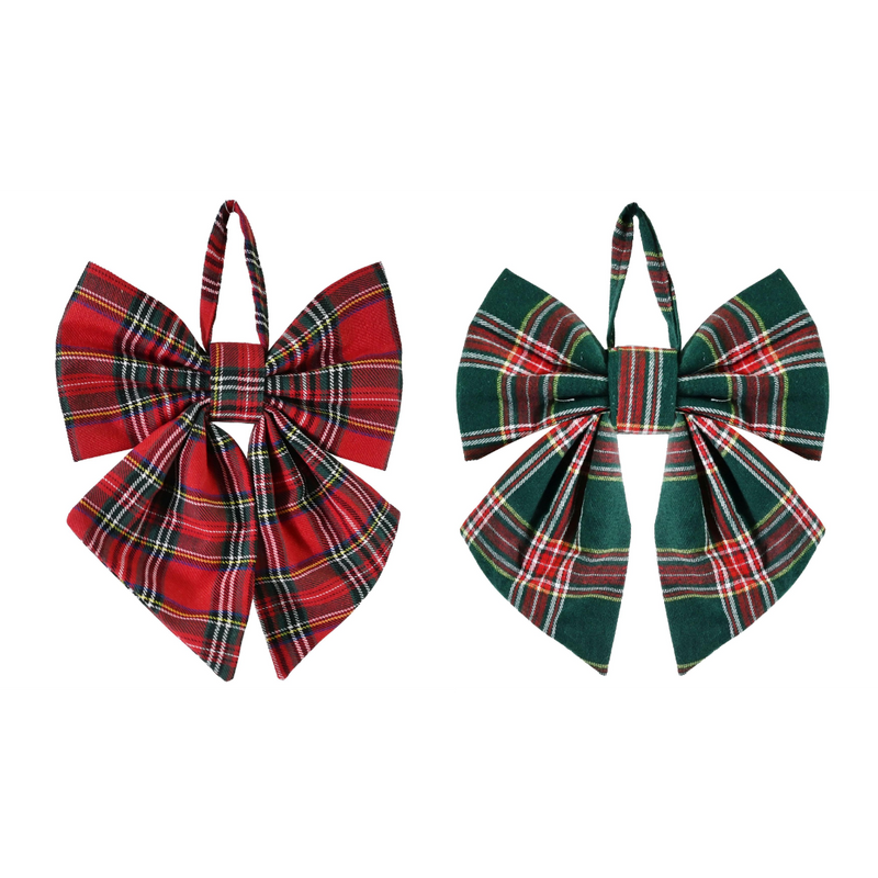 Assorted Highland tartan hanging Christmas bow