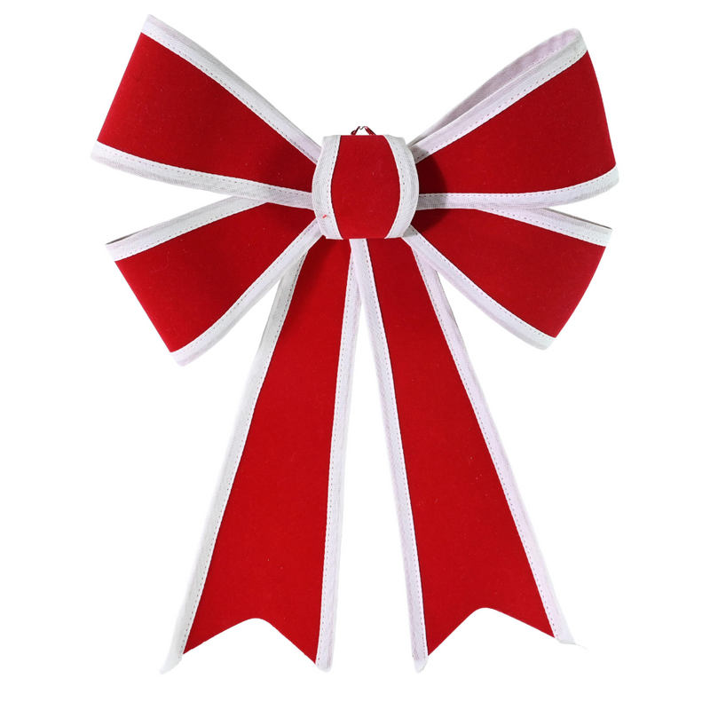 Red double Christmas bow with white edge