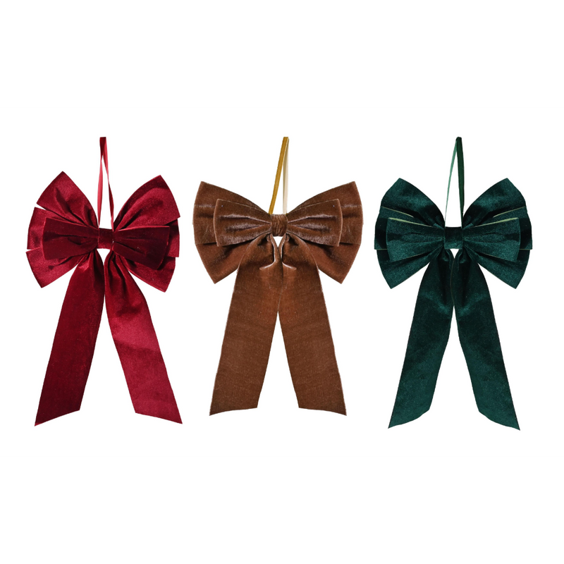 Assorted eight loop velvet Christmas bow decoration