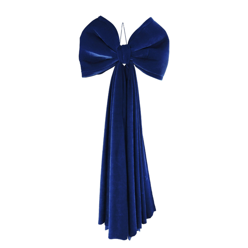 Midnight Christmas bow with draping tails