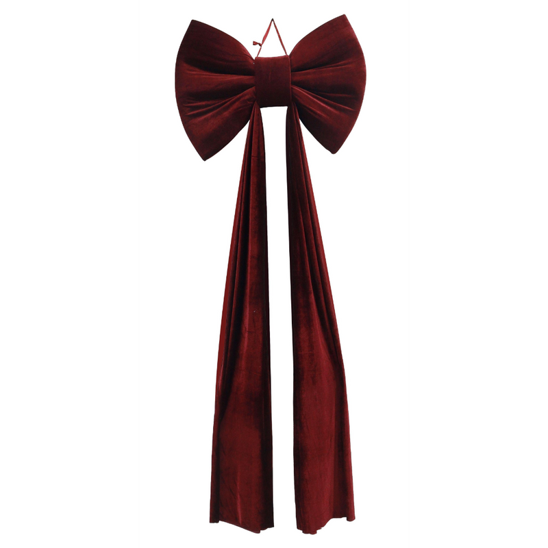 Giant burgundy velvet bow Christmas tree topper
