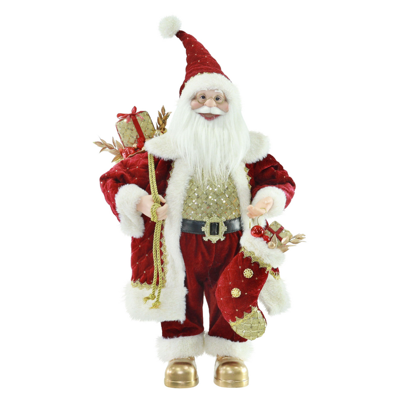 Rich burgundy Santa Christmas figurine 60cm