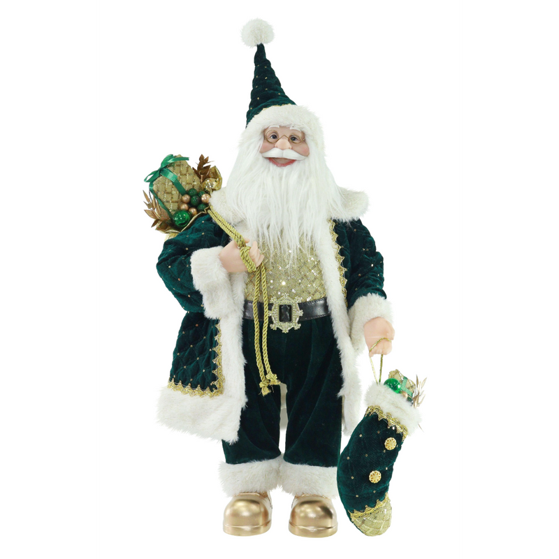 Emerald green Santa Christmas figurine 60cm