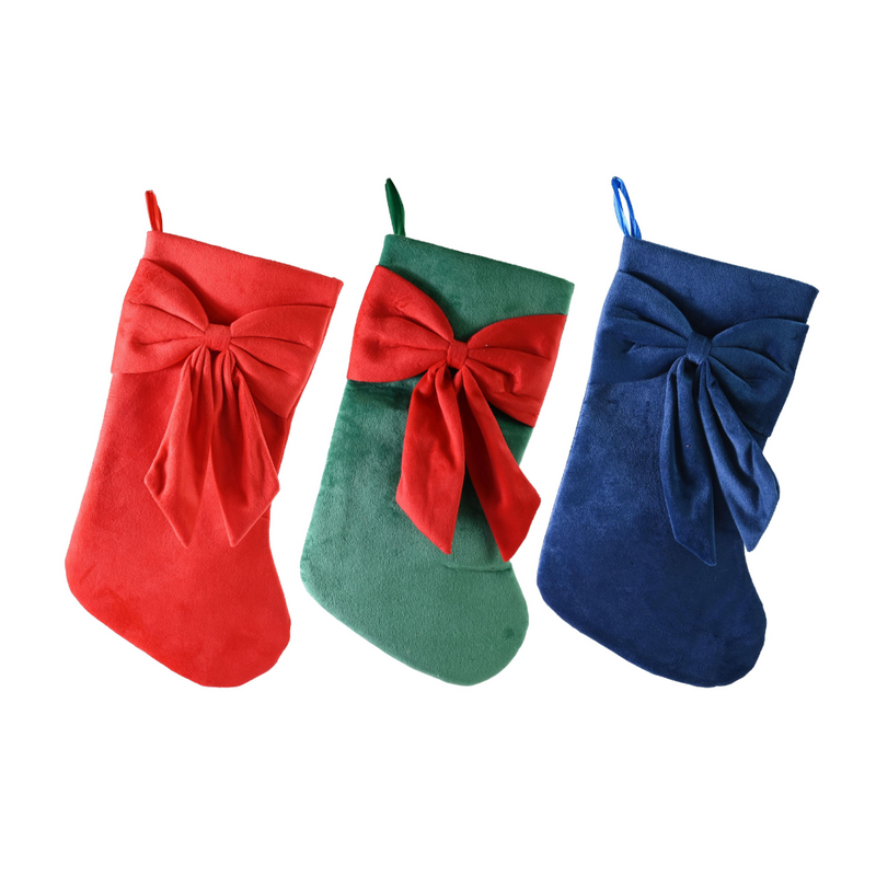 Assorted luxury bow Christmas stocking 48cm