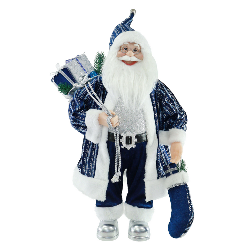 Royal blue Santa Christmas figurine 60cm