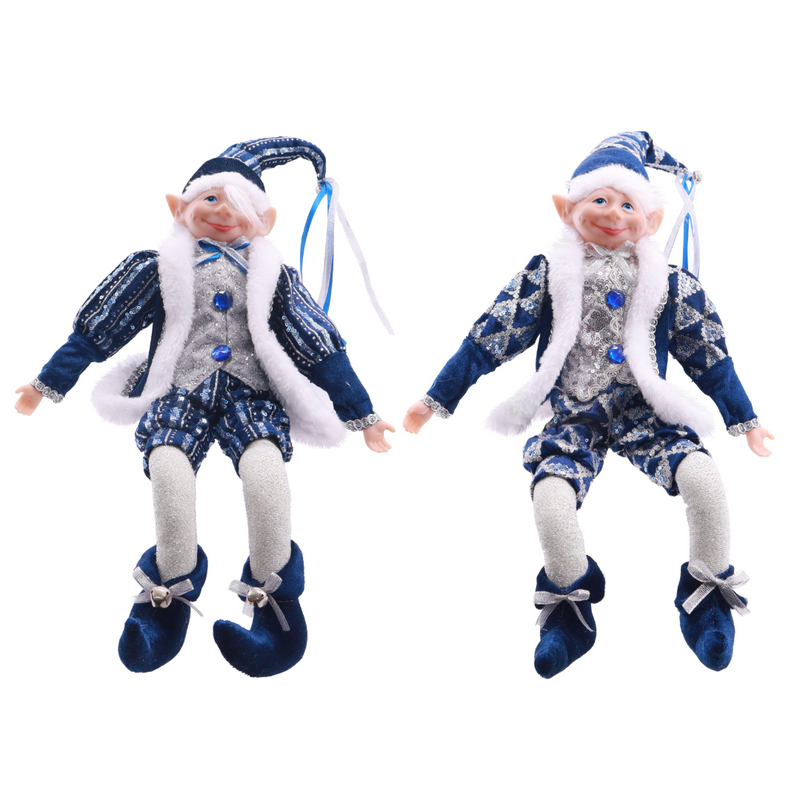 Assorted royal blue Christmas elf doll 43cm