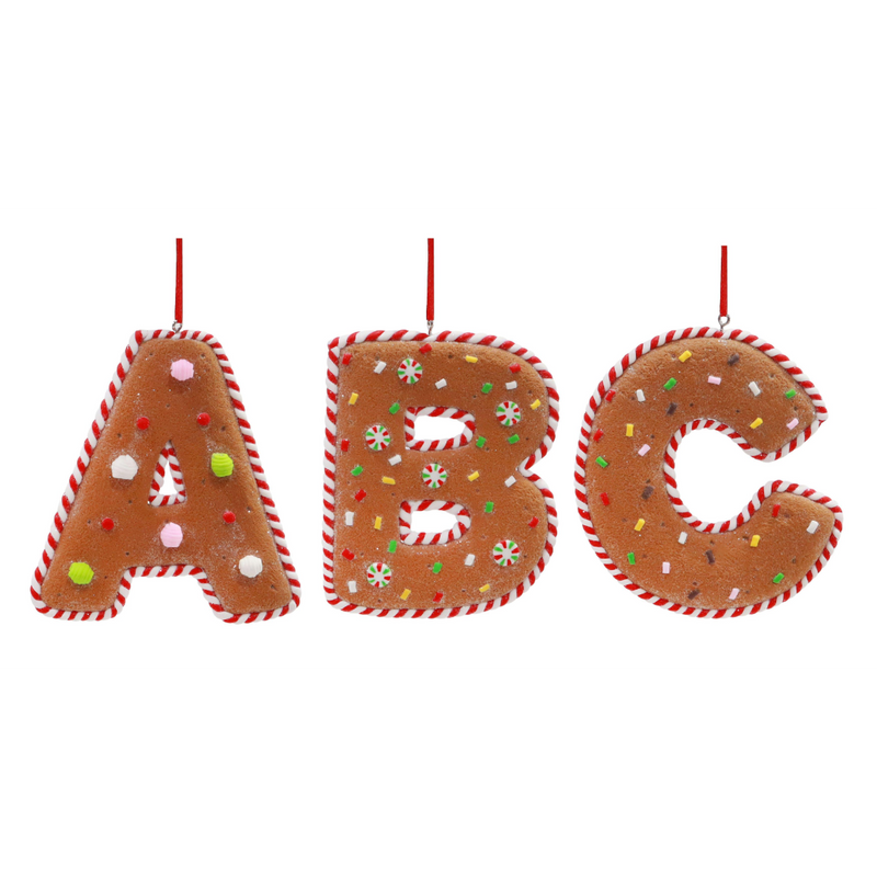 Assorted gingerbread candy alphabet Christmas decoration 11cm