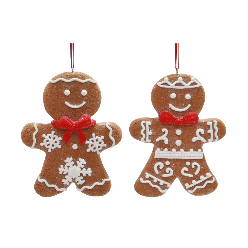 Assorted hanging iced gingerbread Christmas ornament 11cm