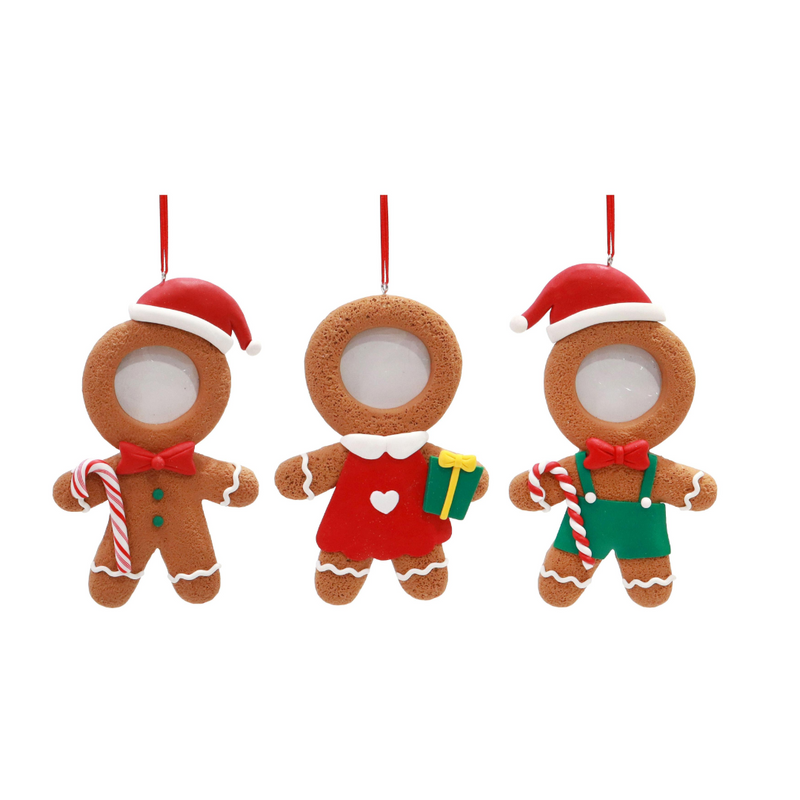 Assorted hanging gingerbread Christmas photo decoration 13cm