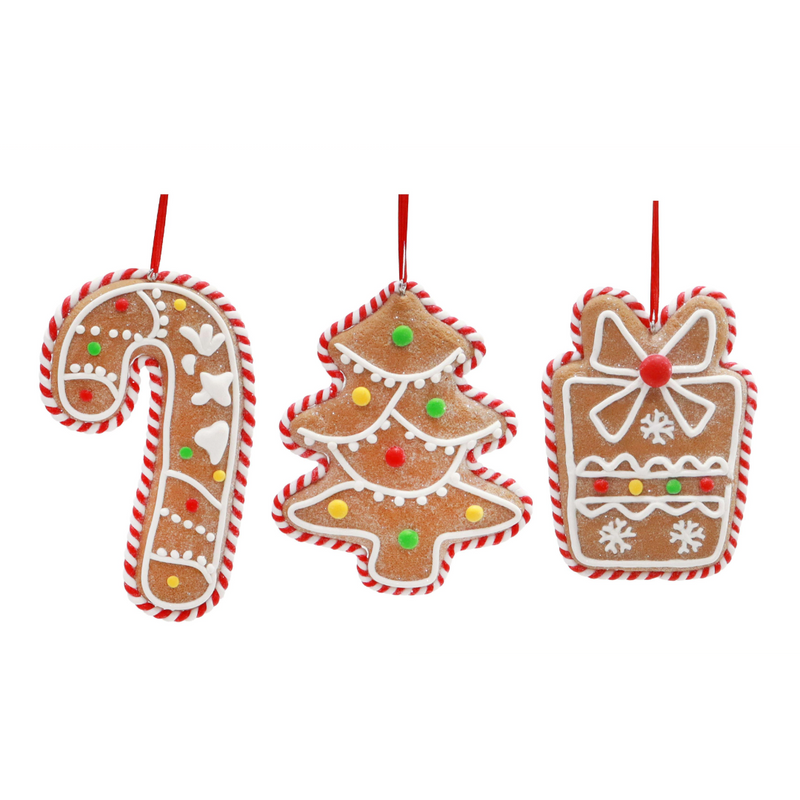 Assorted hanging gingerbread Christmas decoration 12cm