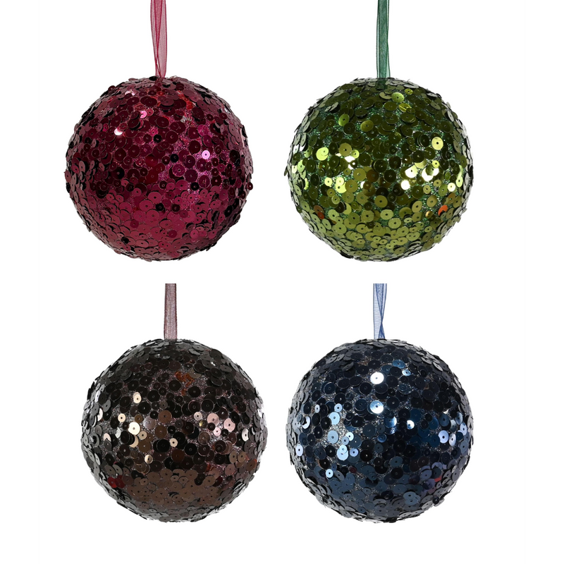 Dark sequin Christmas bauble 10cm assorted design