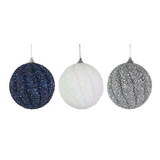 Assorted glitter swirl Christmas bauble 10cm