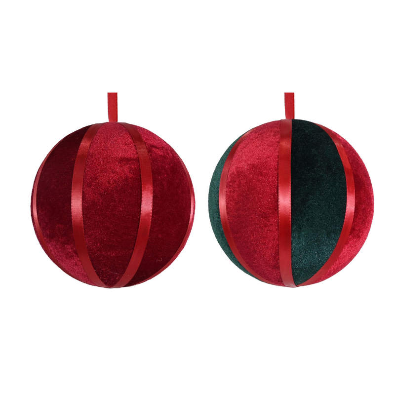 Assorted velvet circus Christmas bauble 15cm