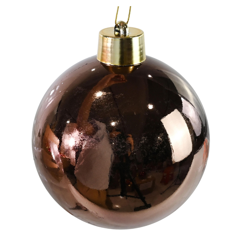 Large shiny mocha Christmas bauble 20cm