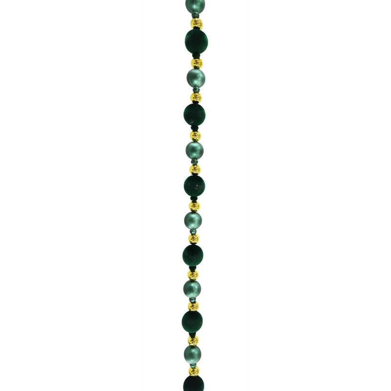 Green flocked bauble Christmas garland 2.1m