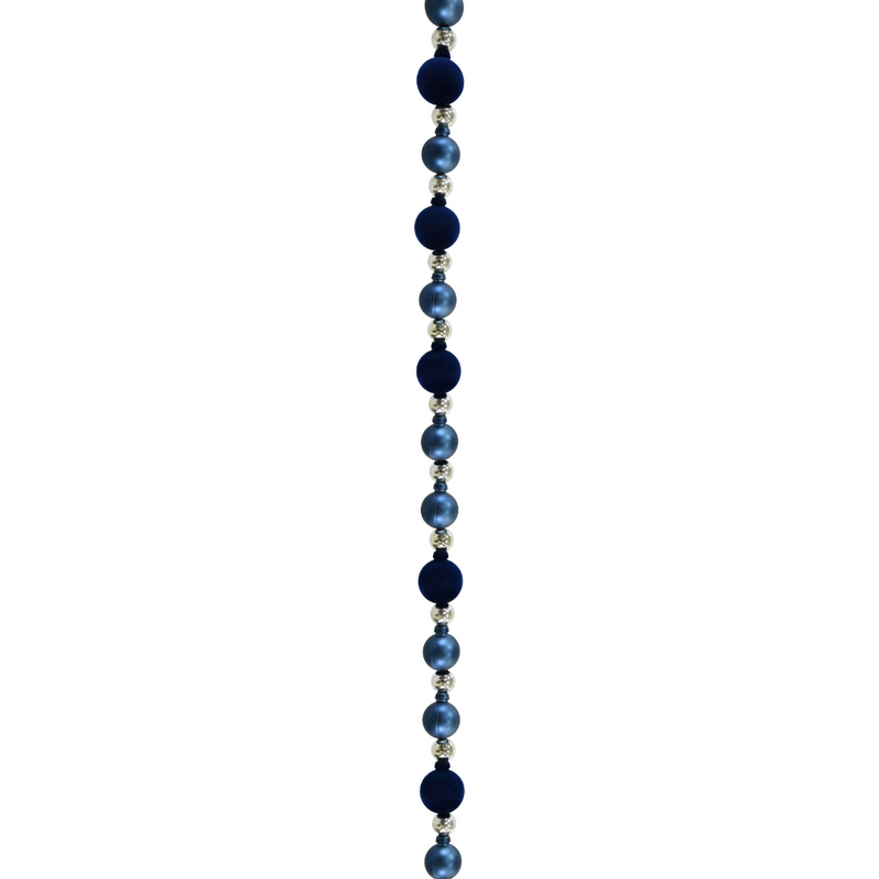 Navy flocked bauble Christmas garland 2.1m