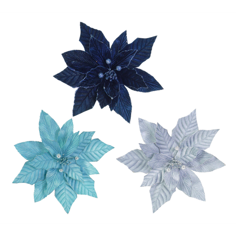 Assorted romantic velvet poinsettia Christmas clip