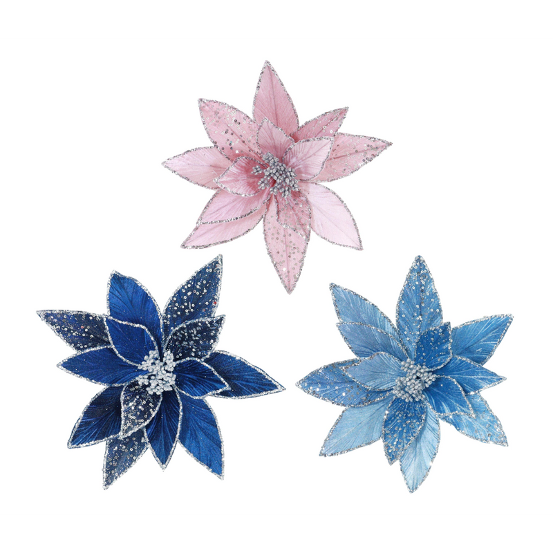 Assorted starlit sky poinsettia Christmas clip