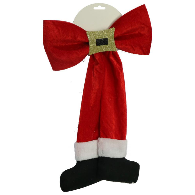 SANTA LEGS BOW VELVET 30x50cm