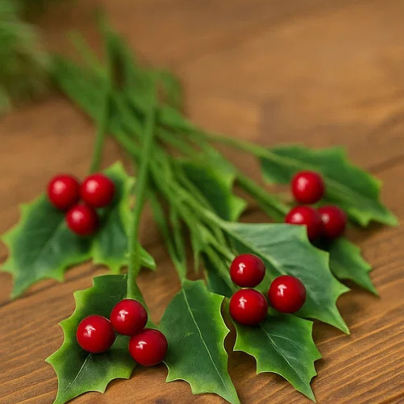 Holly Berries Pick 12pk 9/15cm Assorted
