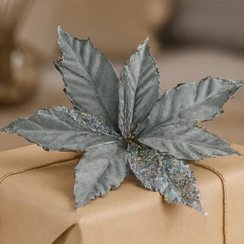 Poinsettia Platinum Velvet 20cm
