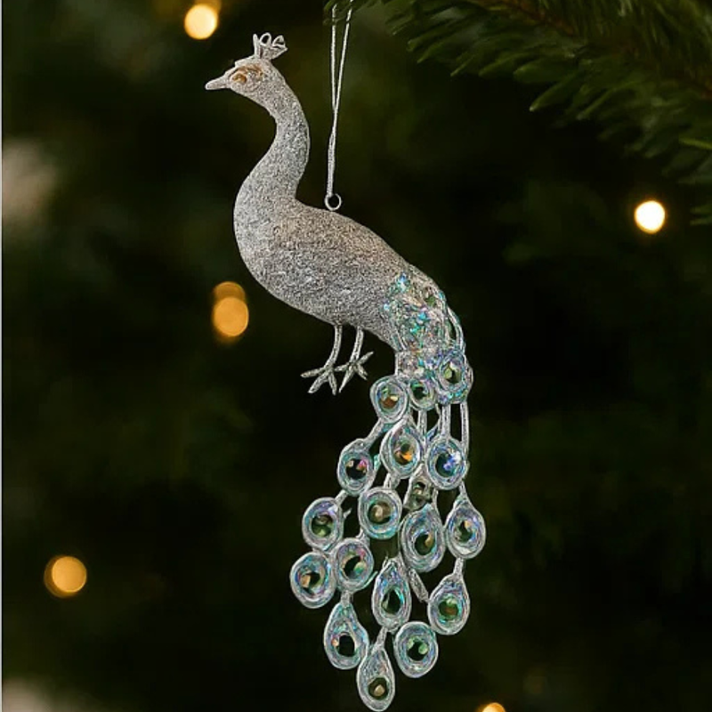 Glitter Peacock Decor 26cm