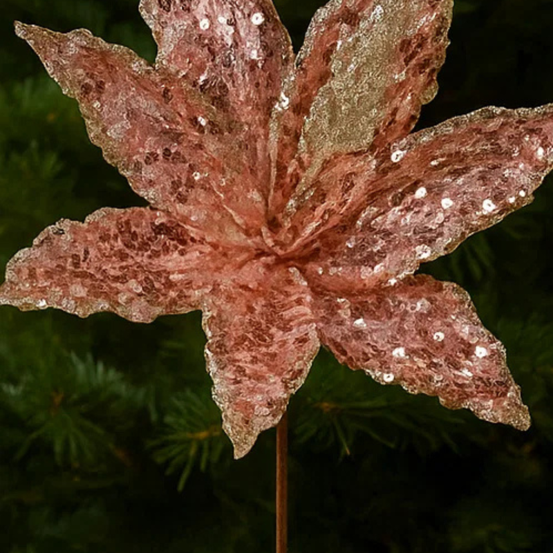 Poinsettia Velvet Full Sequin Blush 25Cm